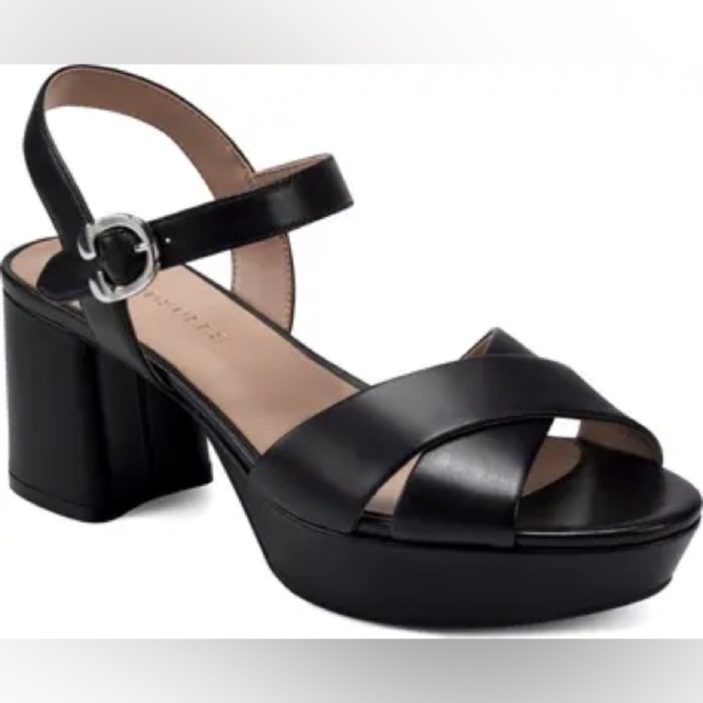 AEROSOLES Black Platform Sandals with Chunky Heel